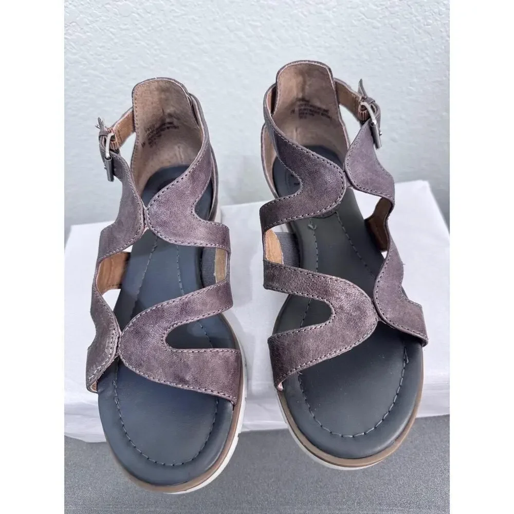 Söfft Sandals Womens 6 Strappy Leather Comfort Taupe Brown Buckle‎ Boho Summer